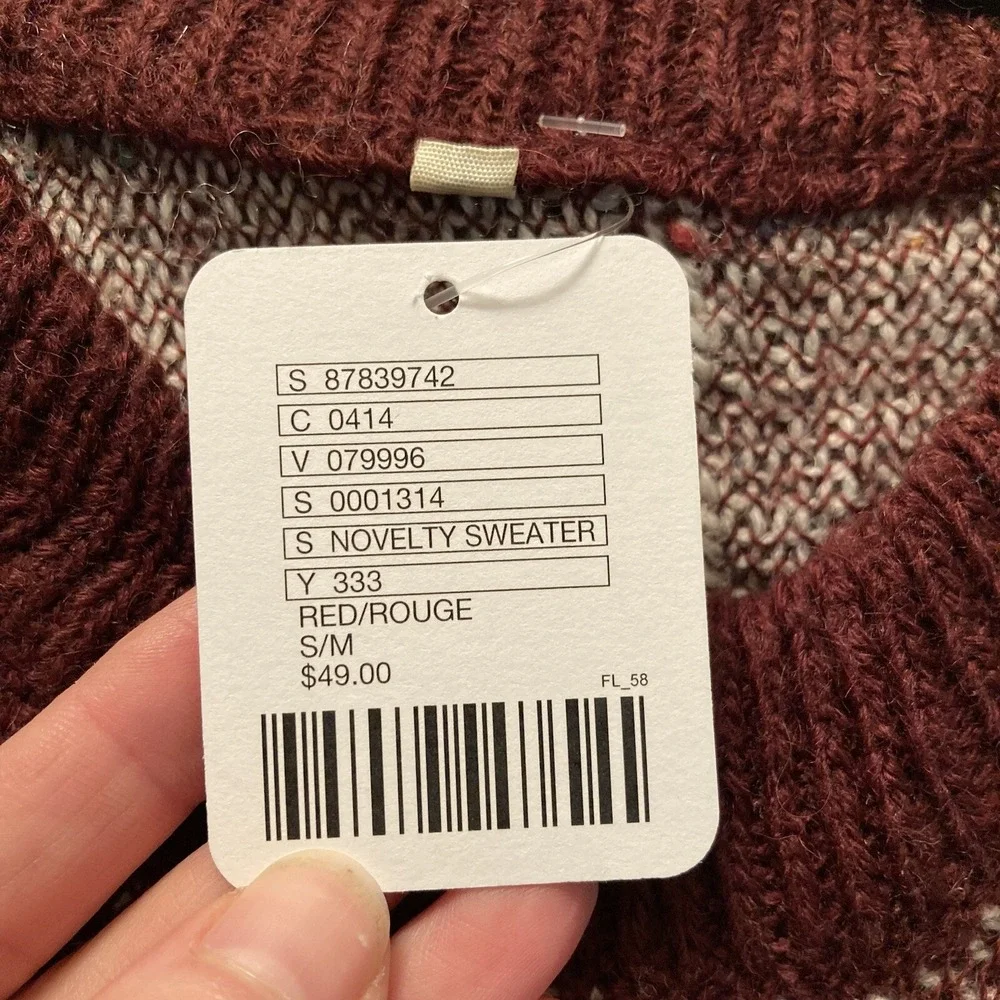 Urban Renewal NWT Wool Blend Pullover S/M Sweater Deer Bow Hunter Motif Rust Red